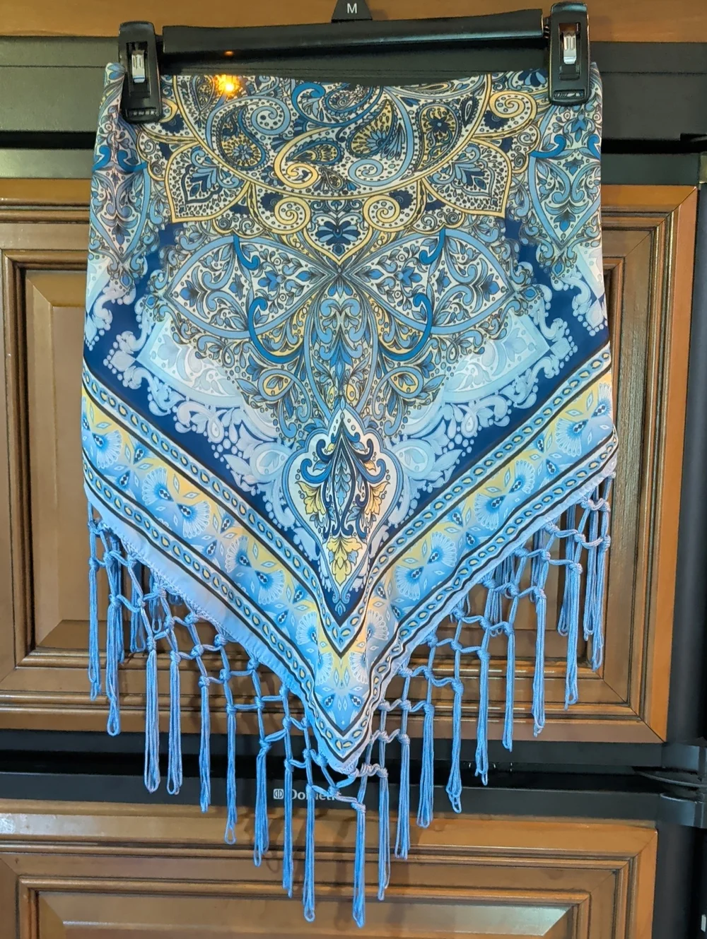Boho Blue Tassel Scarf Tube Top - Unbranded